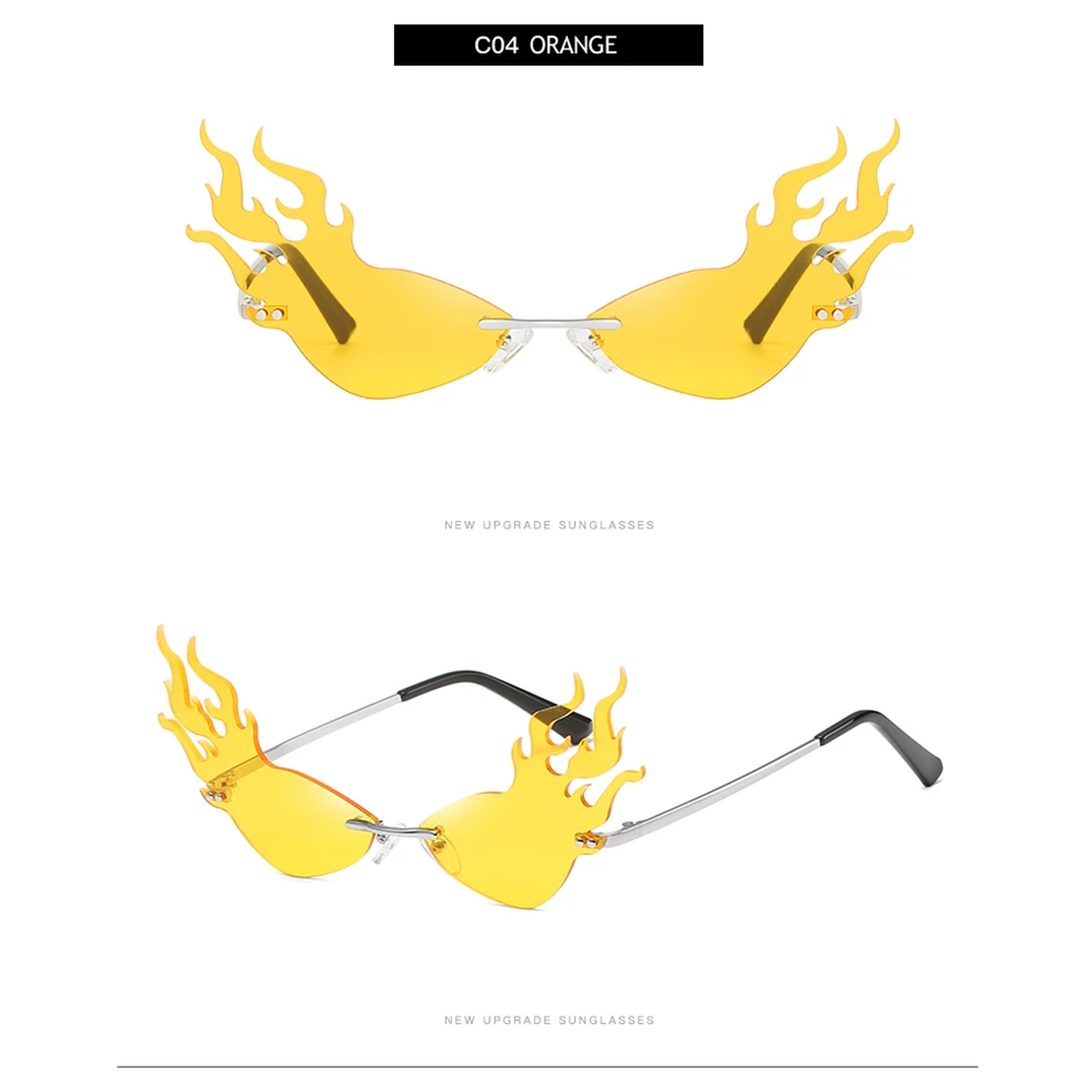 1 шт., трендовые узкие солнцезащитные очки с защитой от ультрафиолета 400, очки без оправы, волнистые солнцезащитные очки для женщин и мужчин, уличная мода, солнцезащитные очки - Цвет линз: Style 2- Orange