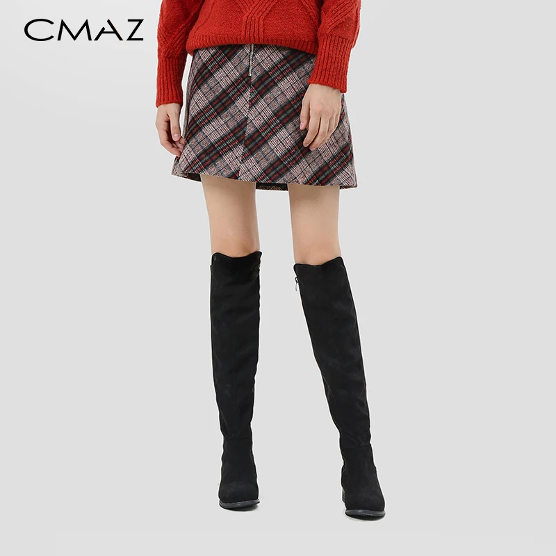 

CMAZ autumn winter mini skirt women causal vintage style high waist slim fit geometric skirt MX18D1597