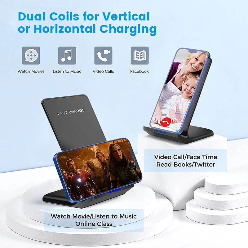 30W Qi Wireless Charger Stand Fast Charging Dock Station For Samsung S20 S10 Xiaomi iPhone 12 11 Pro X XS Max XR 8 Phone Holder 4