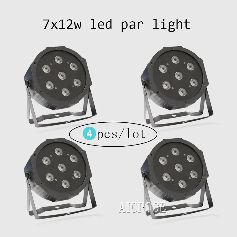 Светодиодные лампы 4 шт./лот 7*12 Вт светодиодные 7x12 Par RGBW в 1 плоский par led dmx512