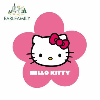 

EARLFAMILY 13cm x 12.7cm Cartoon for Hello Kitty Flowers Graphics Car Sticker JDM Auto Motorcycle Decal Window Car Styling