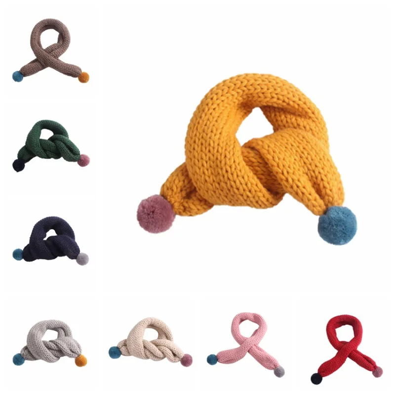 Хлопковый зимний детский шарф однотонные вязаные мягкие теплые шарфы теплые зимние шарфы для мальчиков и девочек