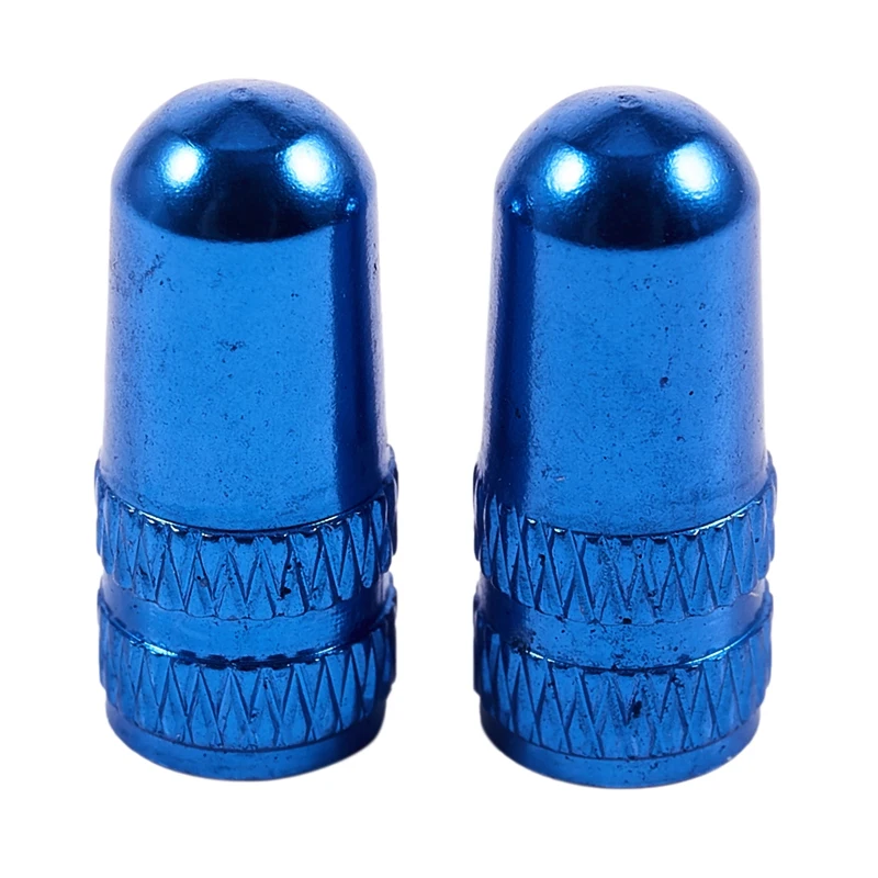 

NEW-2pcs French Bicycle Valve Mouth Cover Aluminum Alloy MTB Bicycle Anti-Dust Air Valve Tire Stem Pneumatic Wheel Blue
