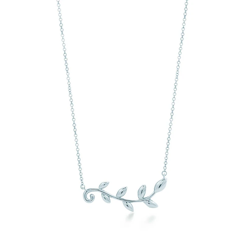 

SHINETUNG Original 100% S925 Sterling Silver Necklace Olive Leaf Vine Pendant Trendy Necklace Women Logo Luxury High-End Jewelry