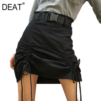 

DEAT 2020 Spring Autumn New Fashion High Waist Solid Color A-line Streetwear Temperament All-match Women's Half Skirt 3AC453