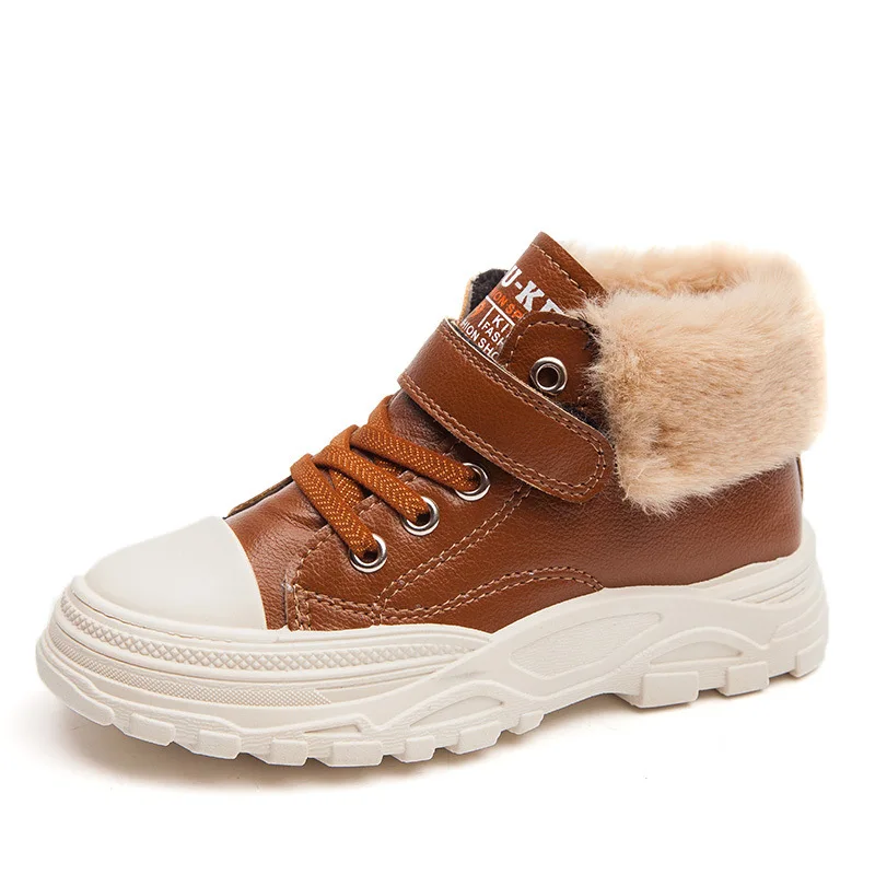 

Winter Boots girl Shoes 2019 Warm Fur Plush Sneakers kids Snow Boots children Lace-up Ankle Jason Matins Boots Woman Botas Mujer