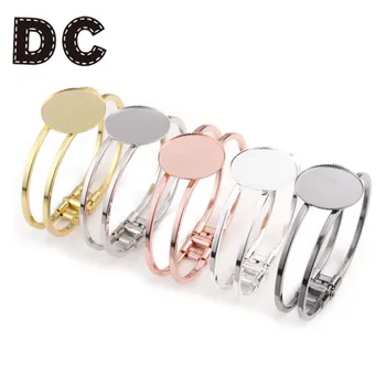 

1PC 20/25/30mm Copper Blank Bracelet Base Round/Square Cabochon Settings Cameo Tray DIY Bracelet Craft Jewelry Making