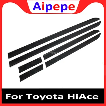 

HotSell 6pcs Carbon Fiber ABS Silver Plastic Car Door Molding Trim Strip for Toyota HiAce 2019 Car Accessories Car Styling