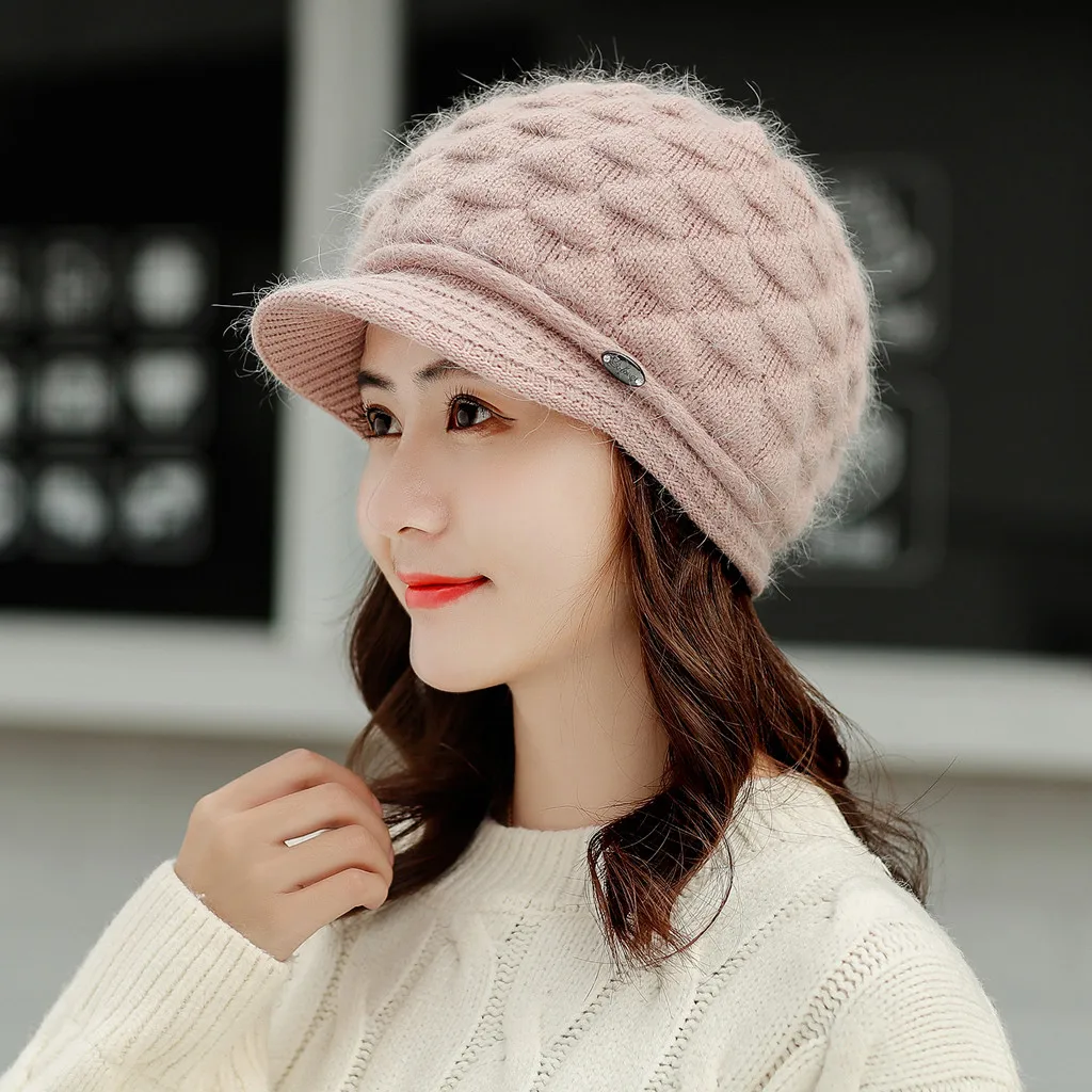 Женский вязаный берет осенне зимняя теплая Повседневная шапка элегантная