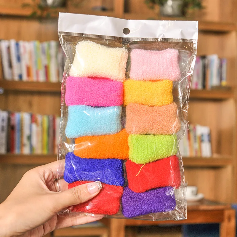

12Pcs solid color black bold thickened hair circle wool does not hurt the hair scrunchie woman girl ponytail elastic hair band