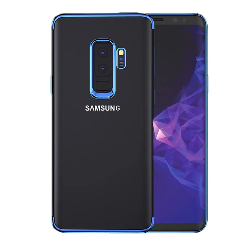 Ultra-thin Shockproof Plating Soft TPU Clear Case for Samsung Galaxy S8 S9 S10 Plus Note 8 9 S10E Phone Transparent |