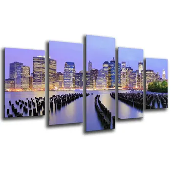 

City Skyscrapers New York, New York, photo print on wood, modern picture decorative 26031