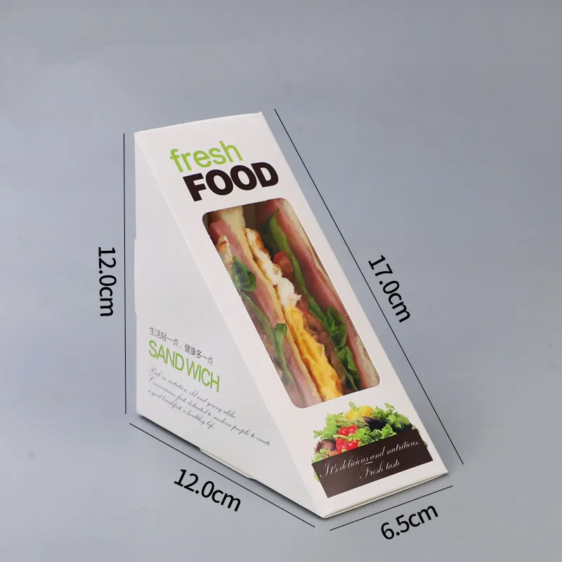 sandwich box2 100 шт коробка для упаковки сэндвичей белая карточная коробка креативная бумажная коробка для выпечки торта с окном для пикника вечерние одноразовая посылка для еды - Цвет: sandwich box2
