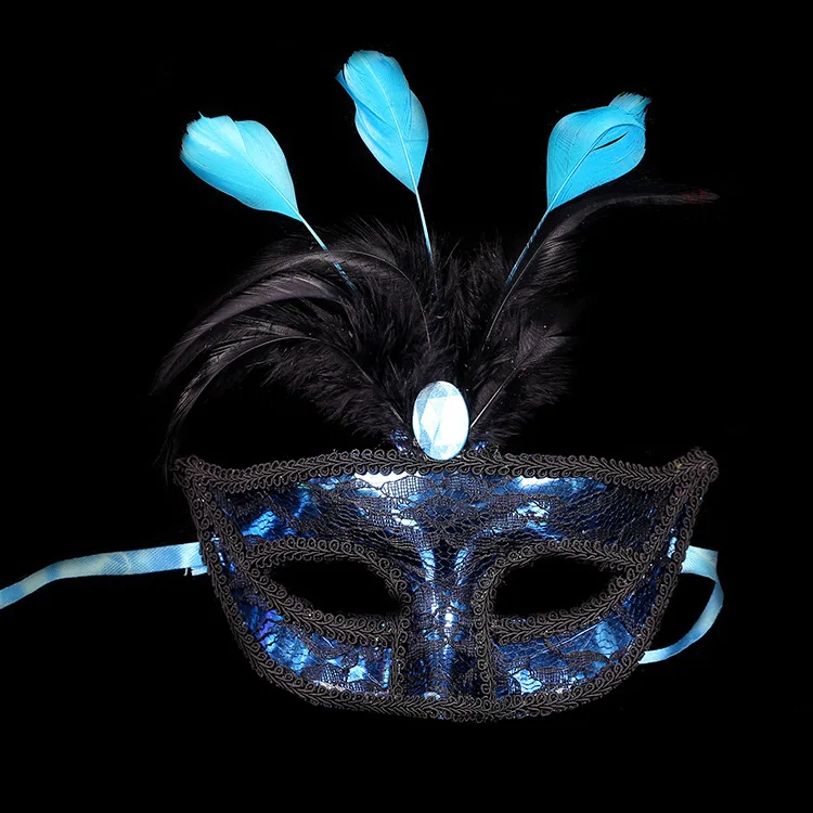 Новая Маскарадная маска золотого, розового, черного, красного цвета, кружевная Венецианская маска с перьями, Свадебный танец косплей, карнавальный костюм Вечерние Маски-18*25 см