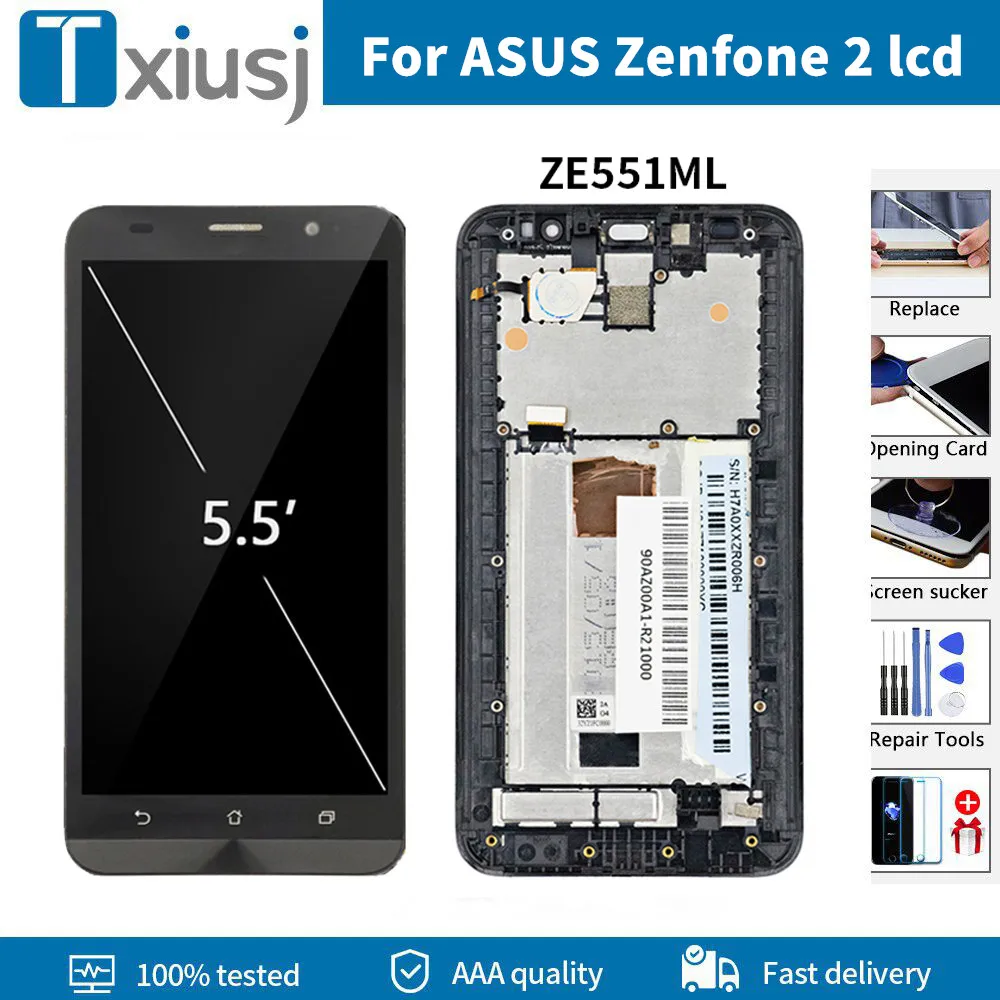 Original LCD Screen For ASUS Zenfone 2 ZE551ML Z00AD Display Touch 5.5&quot Digitizer With Frame | Мобильные телефоны и