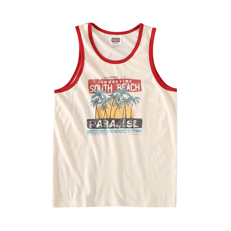 

Vintage 80s California South Beach Printed Tank Top for Men Urban Men's Summer California Beach Holiday Tank Tops Plus Size