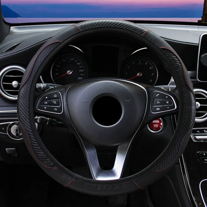 Car Steering Wheel Cover Non-slip Auto Steering Wheel Cover Universal Carbon Fiber without Inner Ring VS998