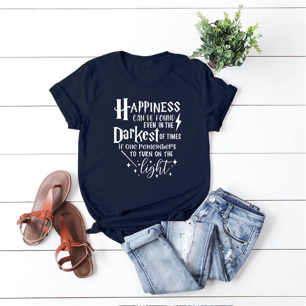 Happiness Can Be Found In The  Darkest of Times T-shirt HP Inspired Shirt Dumbledore Quote Wizard Tee Magic School Tops 4