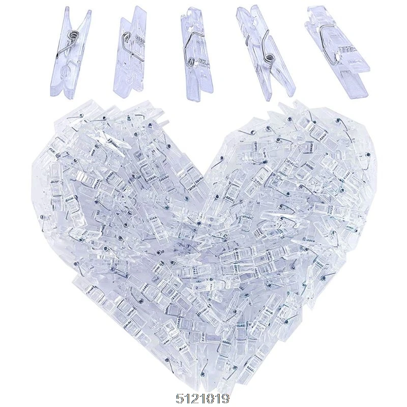 Mini Spring Clear Transparent Clips Clothes Photo Paper Peg Pin