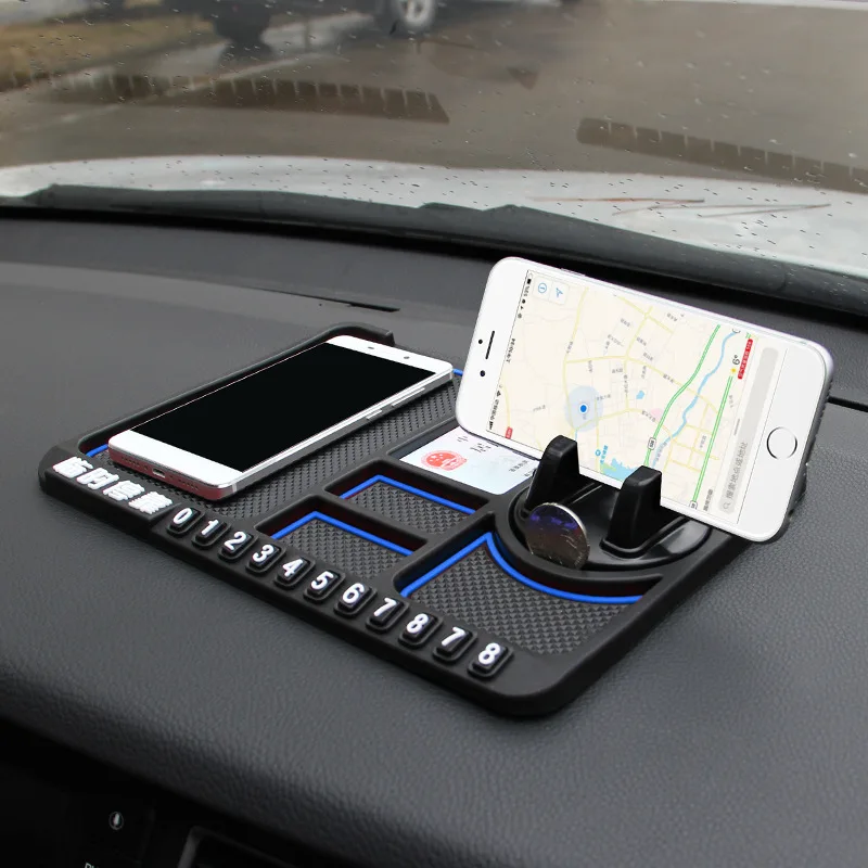 

Car Dashboard Anti Slip Mat Pad GPS PVC Mobile Phone Holder Stand Number Plate Accessories Parking Card Function WWO66