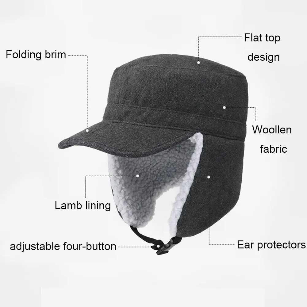 Теплая шапка-ушанка из искусственного берберского флиса с регулируемой пряжкой, утолщенная модная кепка для велоспорта, складная Повседневная зимняя шапка