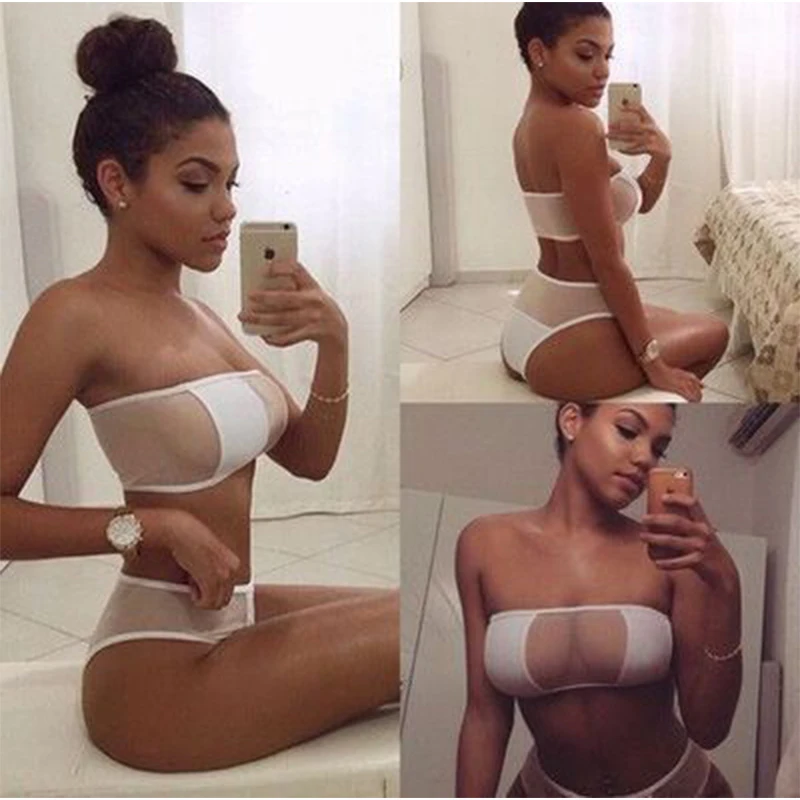 

1Set sexy lingerie Tube top women's panties high waist g-string sexy lingerie for women Transparent Babydoll Erotic Costumes Set