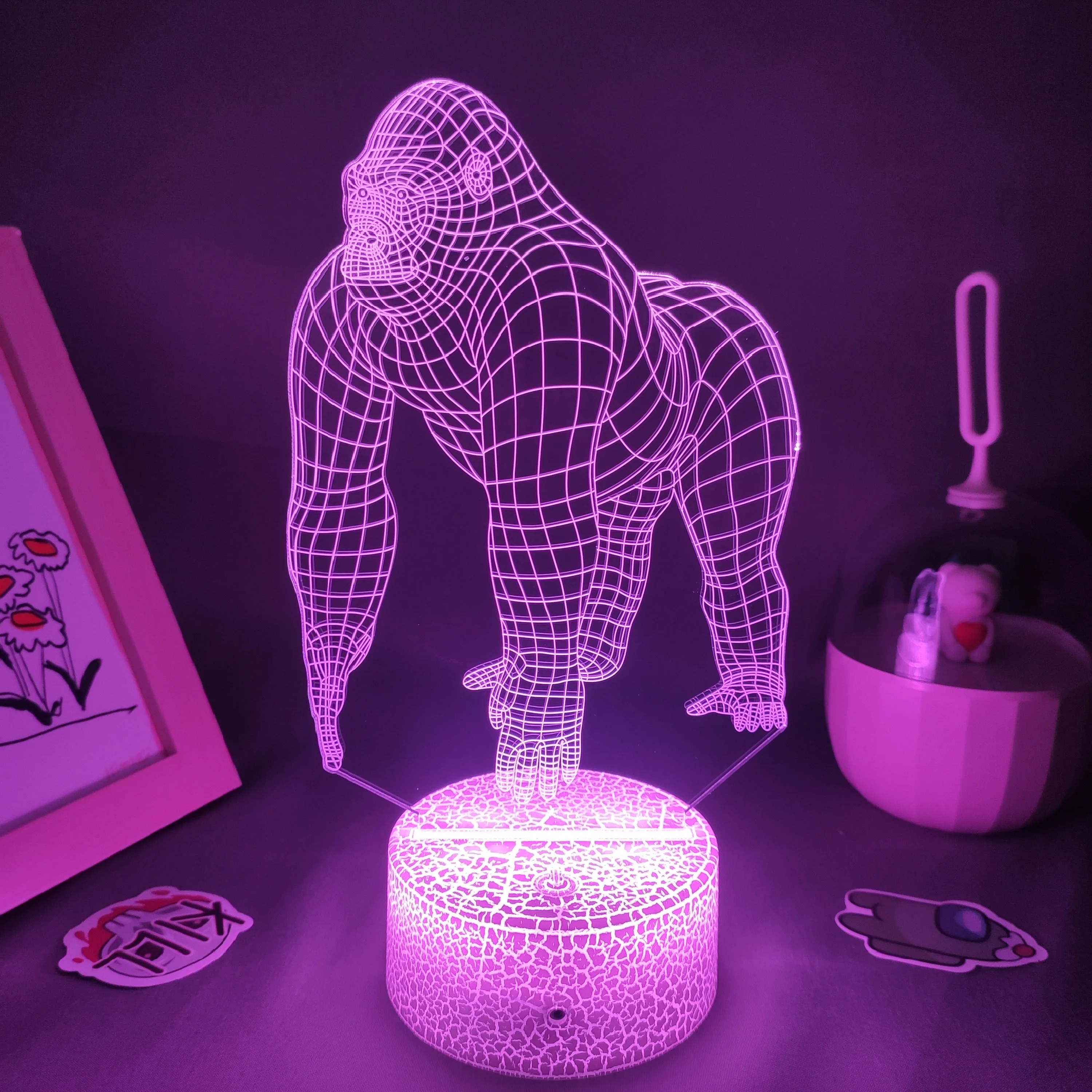 cool night lights American Movie Titan 3D Lamp RGB Led Night Lights Colorful Birthday Gifts For Friends Bedroom Bedside Table Decor Animal Gorilla mushroom night light