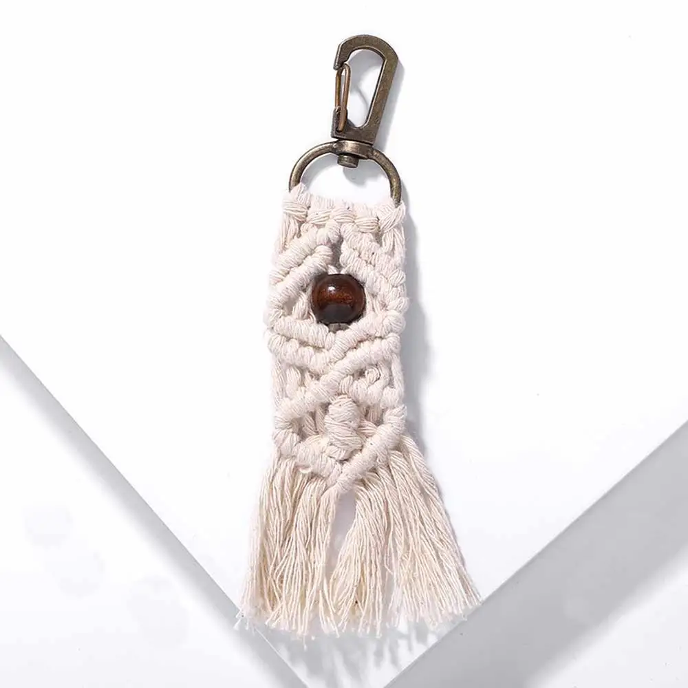 Girlgo брелоки с кисточками для женщин Boho брелок Крепление Сумка из макраме Шарм автомобиль Висячие украшения подарок для друзей Прямая