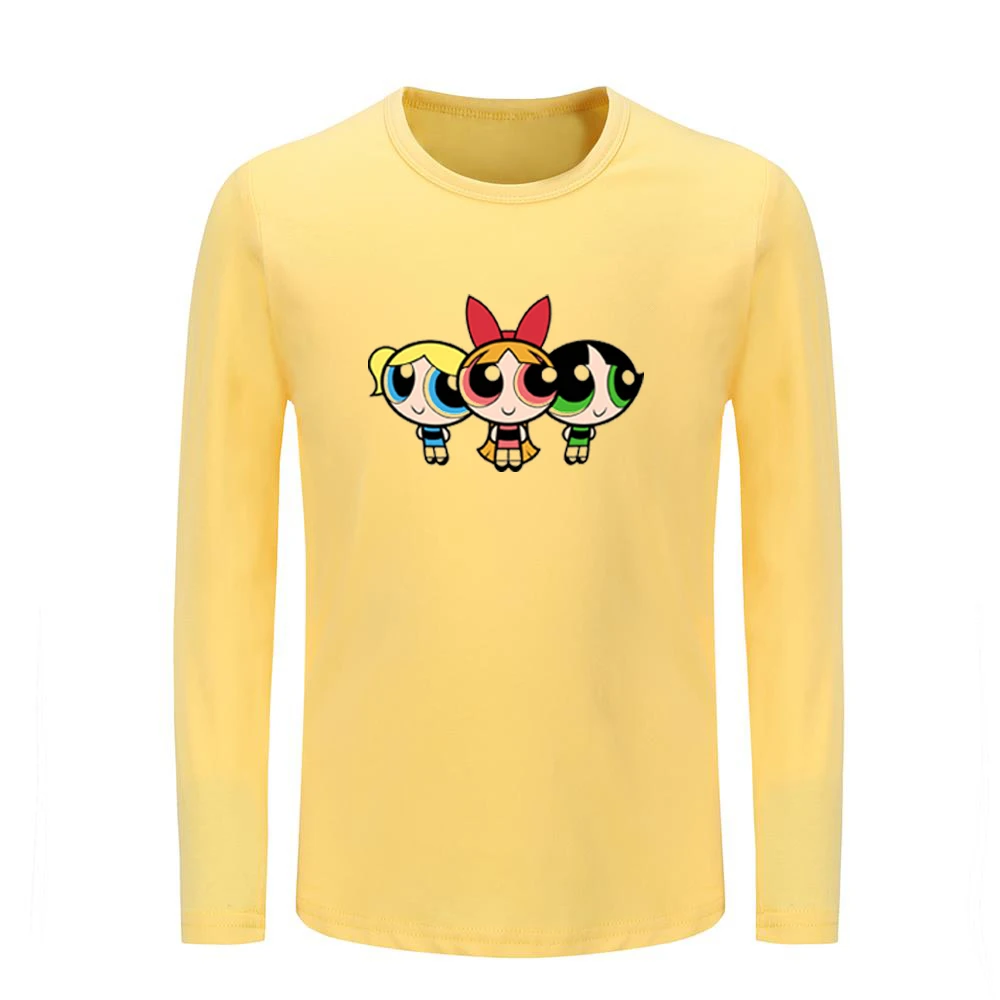 

Cartoon Girls Blossom Bubbles Buttercup Pattern Kids T-shirts Childs Graphic Tee Shirts Boys Girls Tops Long Sleeve