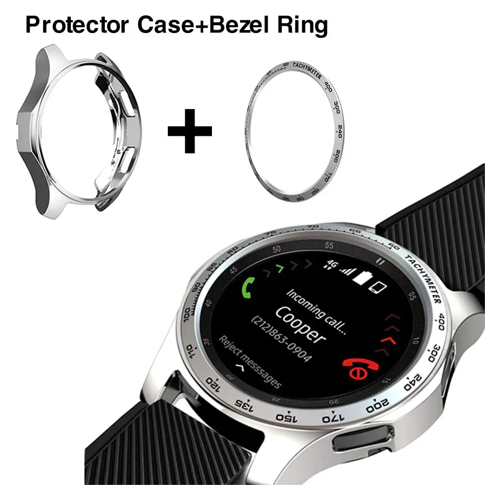 2 шт. в упаковке для samsung Galaxy Watch, 46 мм, 42 мм, gear S3, ободок с кольцом, клейкая крышка, защита от царапин, ободок с петлей+ защитный чехол