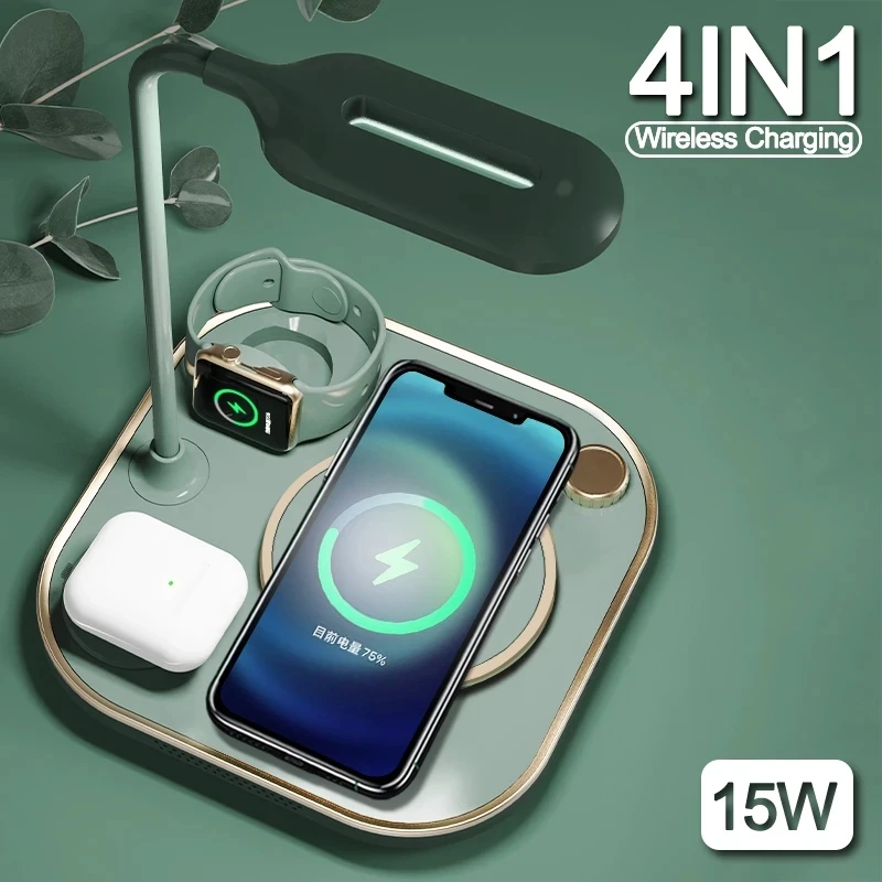 Новинка 4в1 Беспроводная зарядная док-станция для Iphone samsung xiaomi huawei с настольными