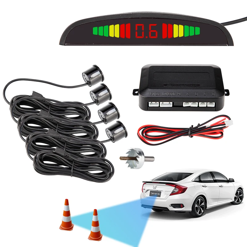 Car Parktronic LED Parking Sensor With 6 Sensors Reverse Backup Parking Radar