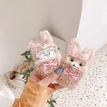

Cute Stuffed Animal Headphone case Funny Teddy dog Bluetooth Earphone Cover Warm Fuzzy For Air pods 2 1 Cloth Charging Cases