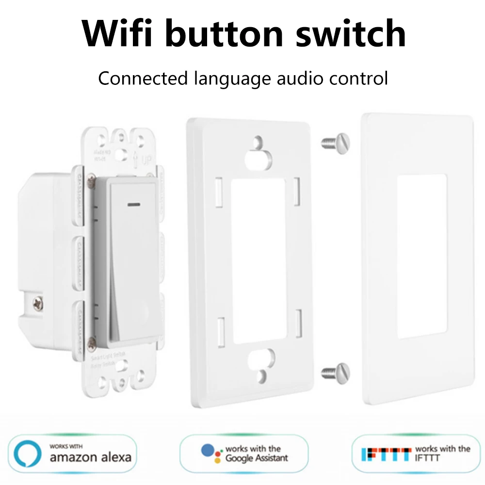 US Wifi Smart Light Switch 1 Gang Panel Wall Interruptor Touch Switch Control for Home US Standard Work with Alexa Google Home