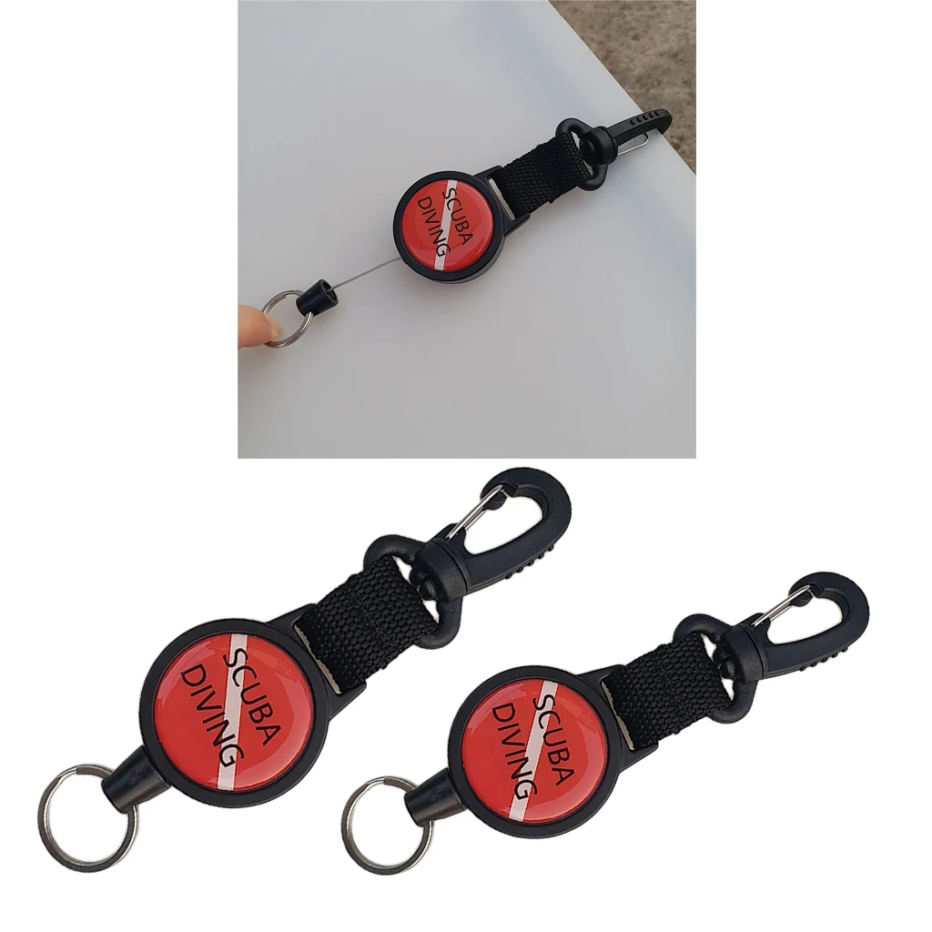 2x Diving Retractable Lanyard Dive Retractor Diving Gear Hook for Otoc/Mask/Light Holder Clip Water Sports 3