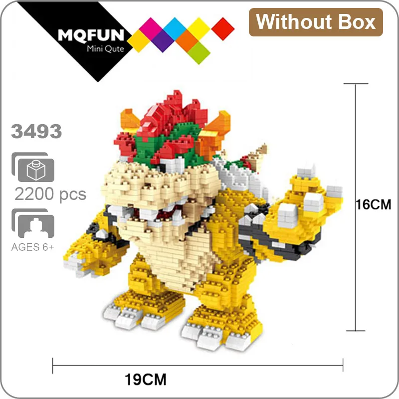 ZMS мультфильм Супер Марио игра Луиджи Йоши Bowser Fire Cat Mario 3D модель DIY Мини Строительные алмазные блоки кирпичи обучающая игрушка - Цвет: ZMS 3493 Without Box