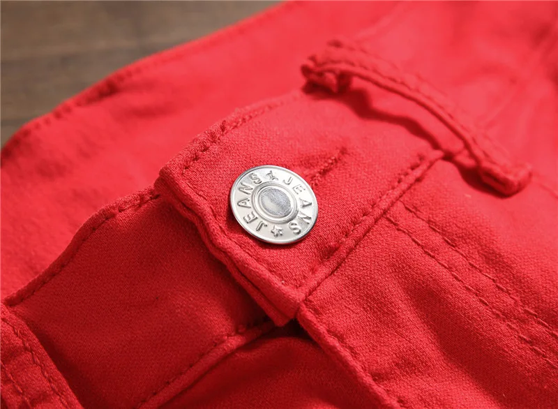 Европейский Американский стиль Роскошные качественные новые мужские красные джинсы с карманами тонкие повседневные джинсовые штаны с карманами для мужчин
