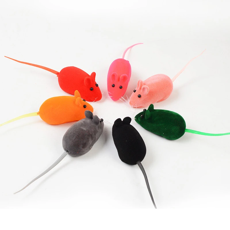 2Pcs False Mouse Toy Colorful Pet Toys Mouse Cat Dog With Sound Play Toys  Flocking Simulation Squeak Sound Rat