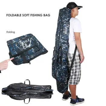 

Durable Camouflage 1280D Canvas Travel Pouch Fishing Gear Bag Fishing Pole Bag Outdoor Backpacking Fishing Rod Bag Camping
