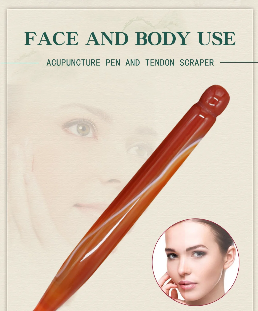 Natural Jade Stick Stone Gua Sha Facial Massage Acupunctur Point Pen Chinese Medicine Guasha Beauty Messager Tool