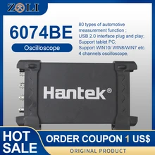 Hantek 6074be osciloscópios de armazenamento digital pc usb osciloscópios portáteis 4 canais 70mhz largura de banda suporte win10