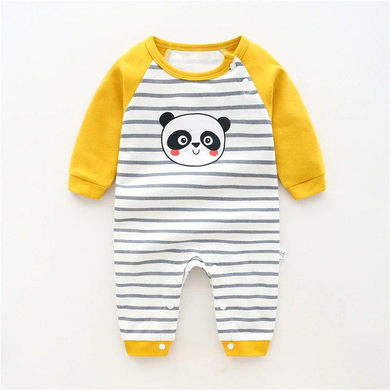 Комбинезоны для новорожденных; детские комбинезоны с длинными рукавами для маленьких мальчиков и девочек; хлопковый комбинезон для младенцев; Удобная верхняя одежда для альпинизма для малышей - Цвет: panda-B10