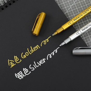 4-8Pcs DIY Metal Waterproof Permanent Paint Marker Pens Gold Silver 1.5mm Craftwork Resin Mold Pen Art painting Student Supplies 2