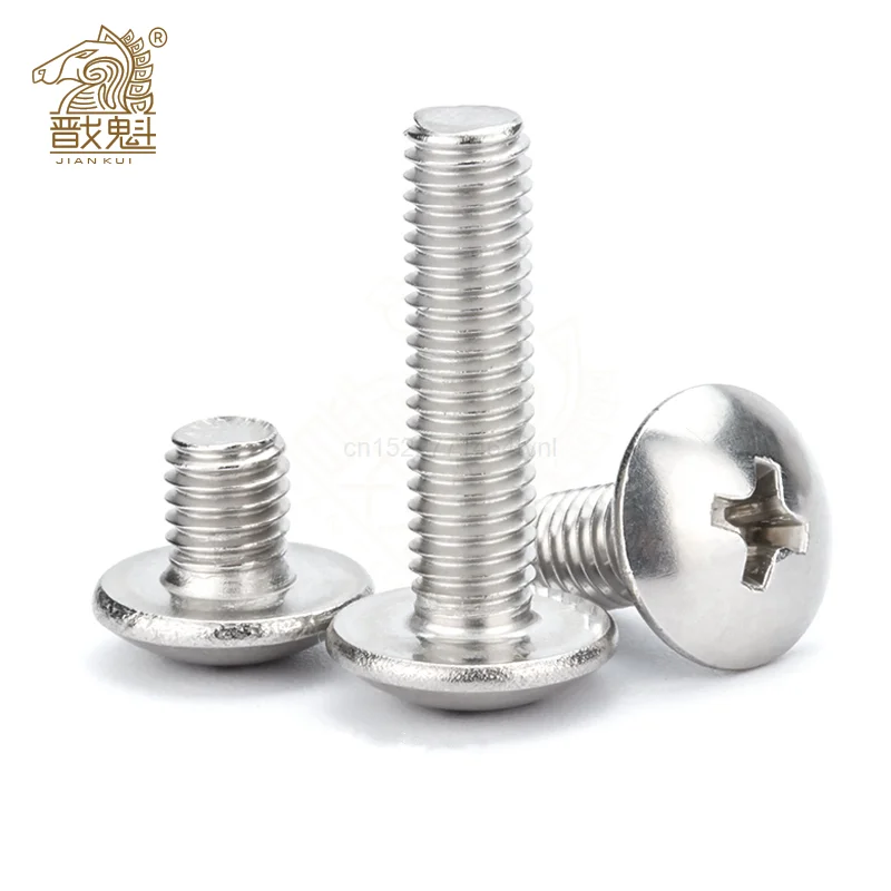 10/55Pcs Viti A Testa Cilindrica Con Intaglio A Croce M3 M4 M5 M6 M8 Vite A Testa Piatta A Fungo Grande Vite Philips In Acciaio Inossidabile 304