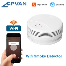 CPVan SM05W WiFi Smoke Detector Tuya Smart Life APP Fire Alarm Sensor Security Include Battery