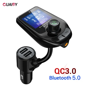 

QC3.0 Car Charger Bluetooth V5.0 Support Dual USB TF Card Fast Charge Handsfree LED Display For Xiaomi iPhone Samsung Universal