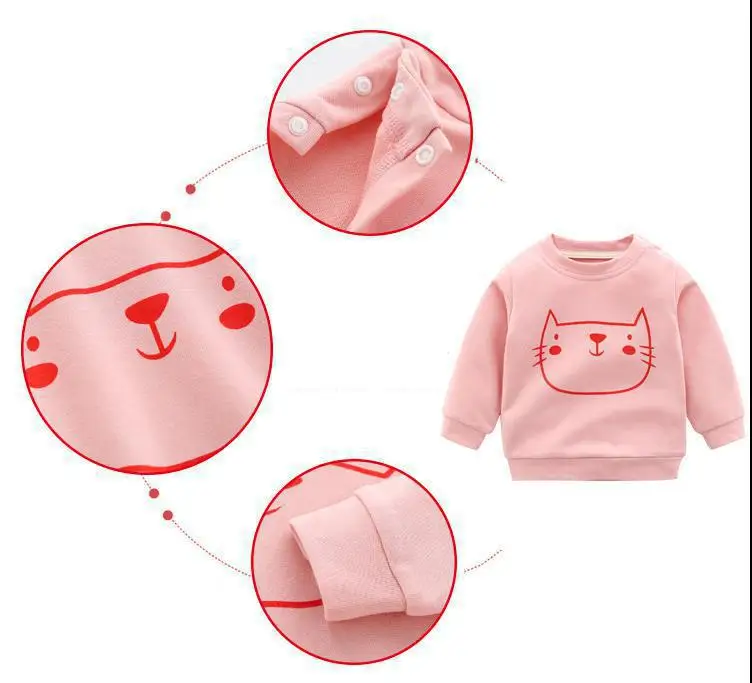 Autumn New Cute Toddler Girl Clothes Fashion Boys Sweatshirt Cartoon Animals Pattern Long Sleeve O Neck Cotton Baby Warm Outfits hoodie for baby boy