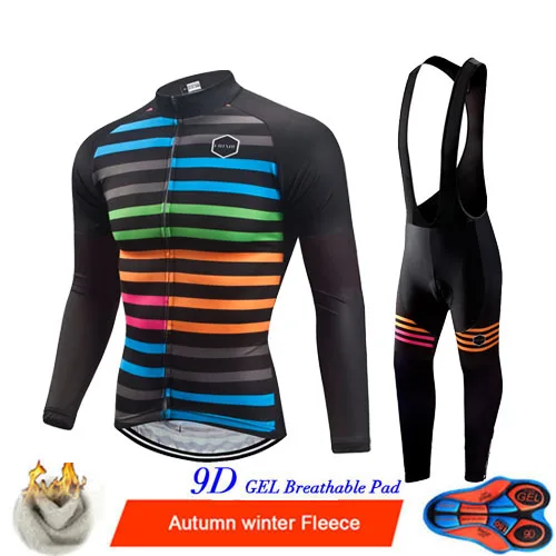 Bib Cycling Set Uhtxhu зимняя велосипедная одежда велосипедные наборы для мужчин термальная флисовая велосипедная форма Джерси Набор шоссейные велосипедные майки костюм для езды на горном велосипеде - Цвет: Bib Cycling Set