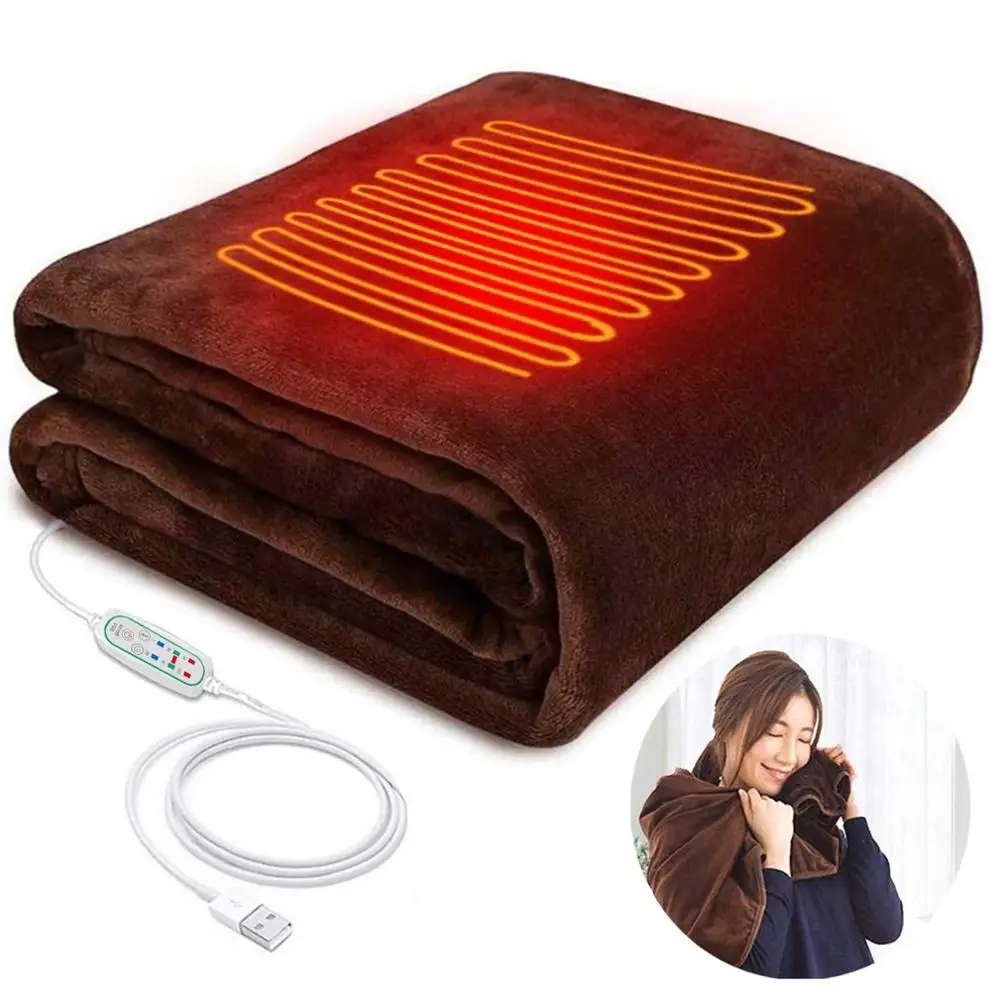 

USB Electric Heating Blanket Washable 3 Heat Settings with Timing Function Heated Shawl #E0