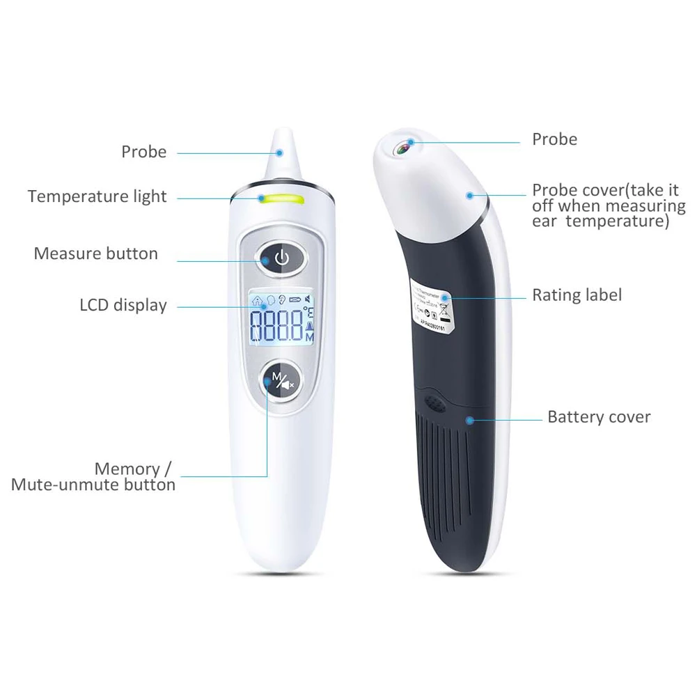 

Digital Thermometer Forehead Ear Infrared Temperature Thermo Temperature Meter for Kids Adults H7JP